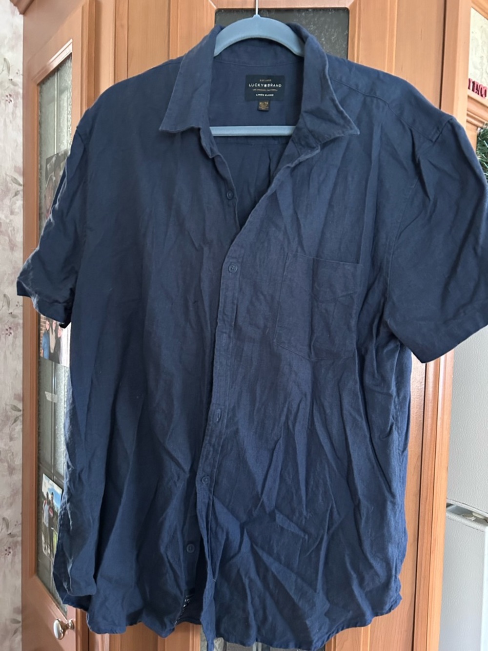 Lucky Brand Men's Navy Short-Sleeve Button-Down Shirt